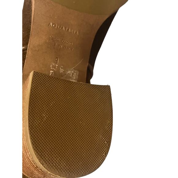 Aquatalia 'Tracy' Suede Ankle Boots Waterproof •9• Leather Buckle Brown Worn 1x - Picture 10 of 14